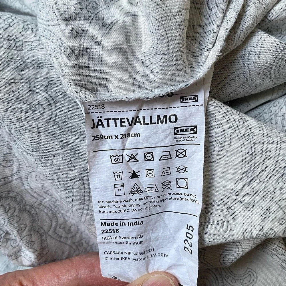 IKEA Duvet cover King Paisley Cream Gray Jattevallmo Country Cottage